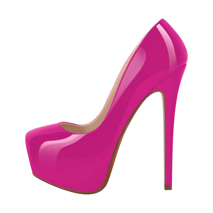 Round Toe Platform Stiletto High Heel Pumps