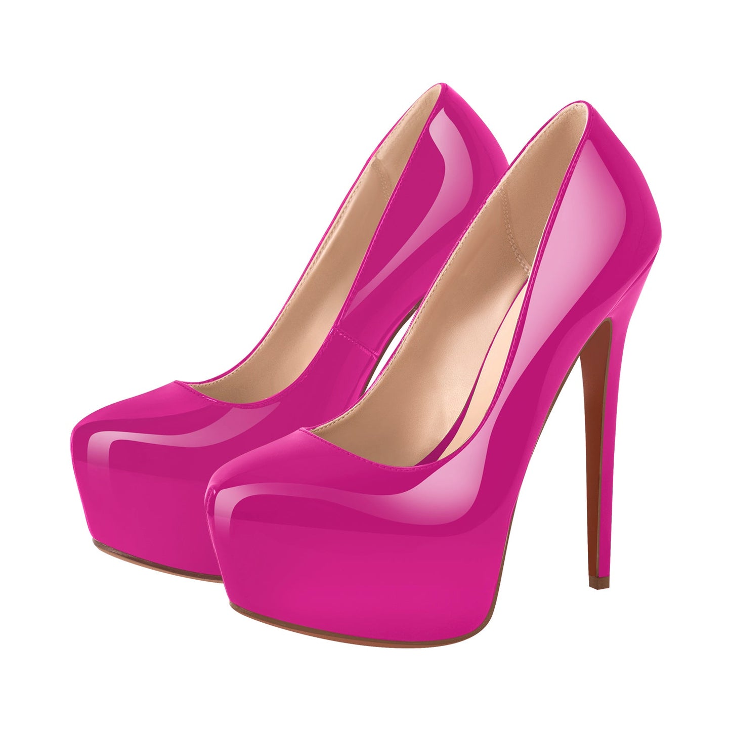 Round Toe Platform Stiletto High Heel Pumps