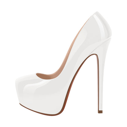 Round Toe Platform Stiletto High Heel Pumps