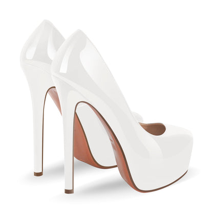 Round Toe Platform Stiletto High Heel Pumps