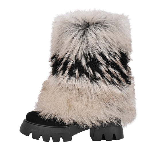 Fur Round Toe Platform Mid-Calf Boots