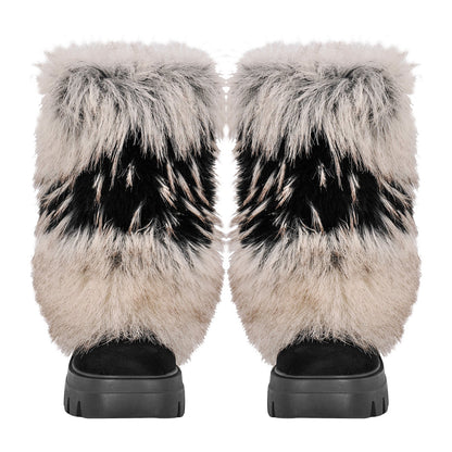 Fur Round Toe Platform Mid-Calf Boots