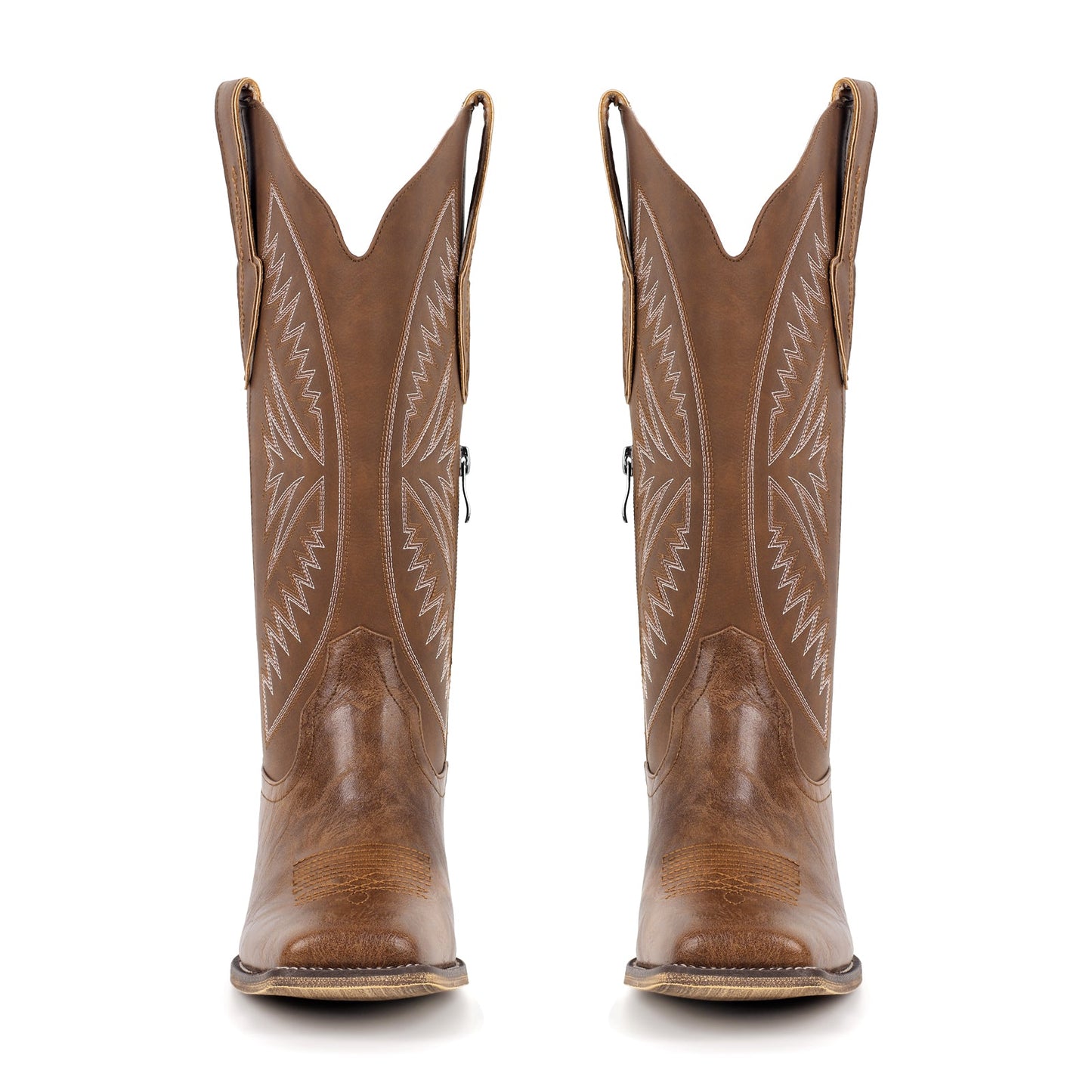 Embroidery Square Toe Split Joint Mid-Calf Western Boots