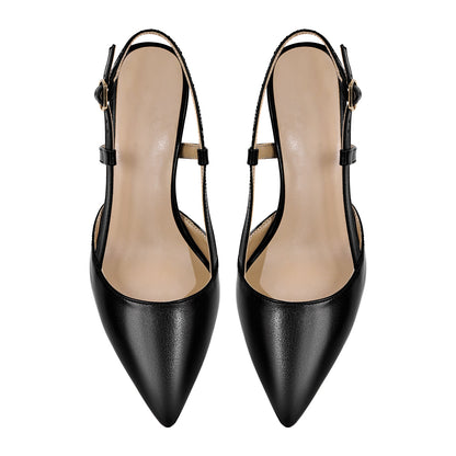 Pointed Toe Kitten Heel Slingback Pumps