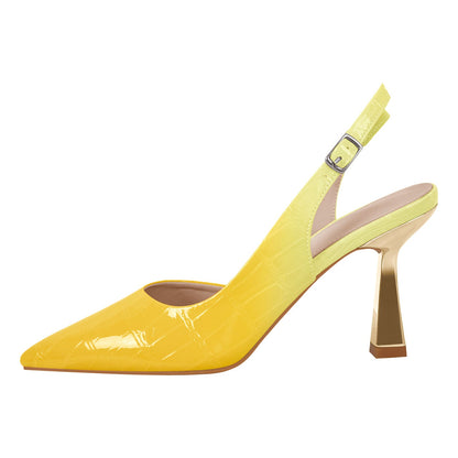 Gradient Pointed Toe Stone Slingback Pumps