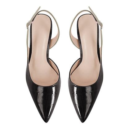 Gradient Pointed Toe Stone Slingback Pumps