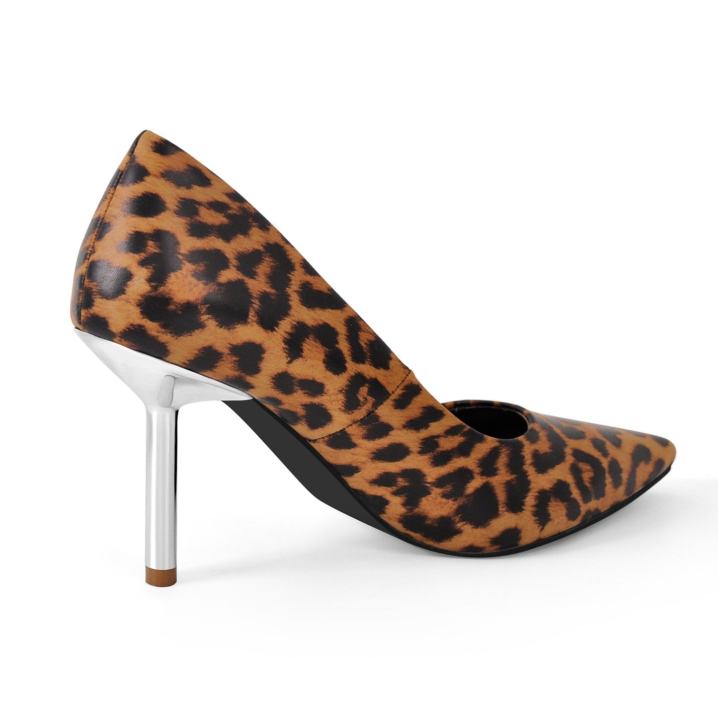 Leopard Pointed Toe Slip On High Heels