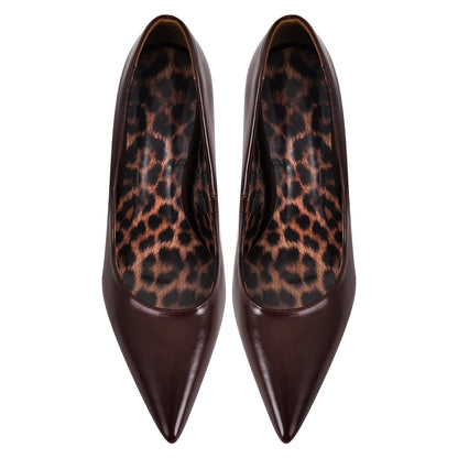 Leopard Pointed Toe Slip On High Heels