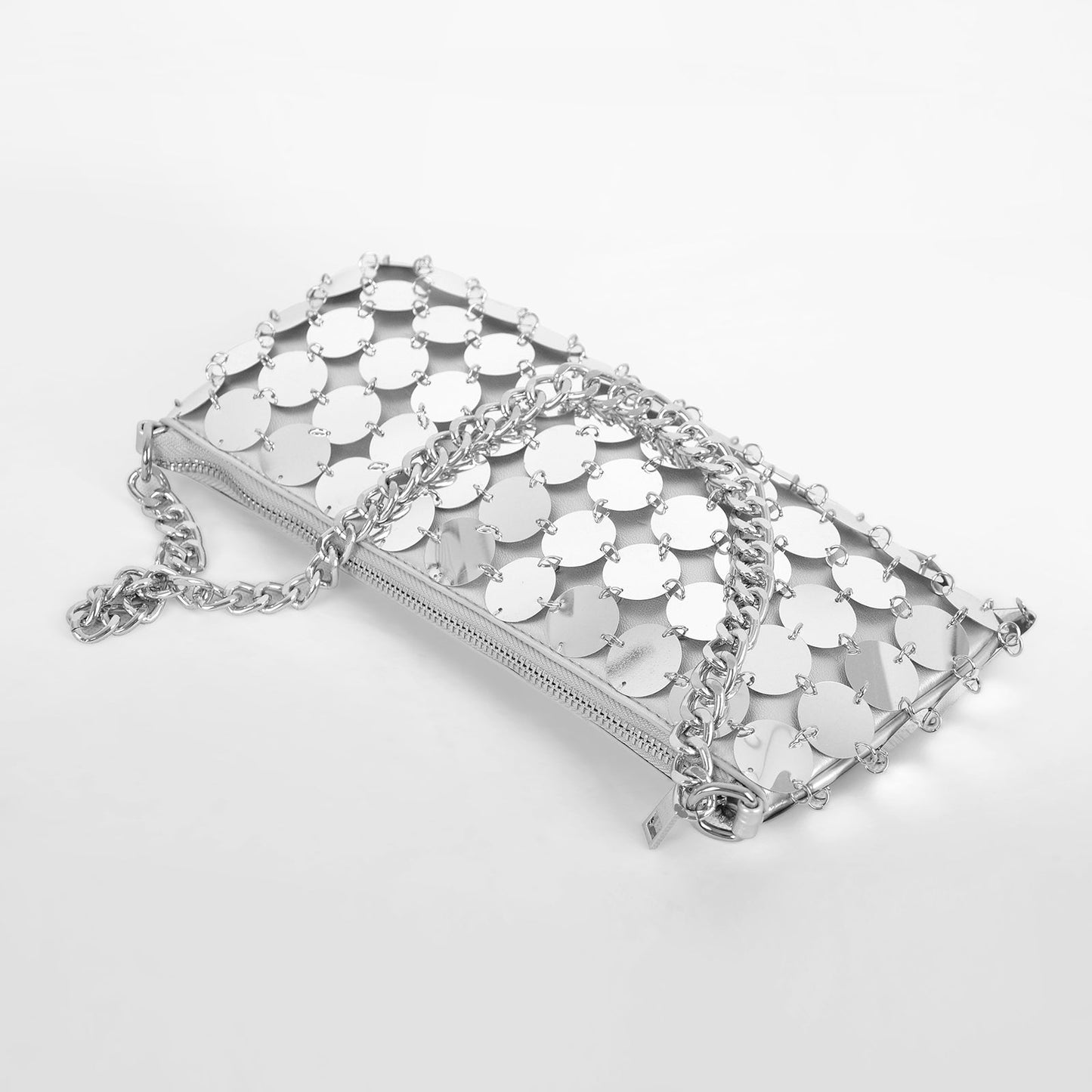 Silver Sequins Chain Handbag