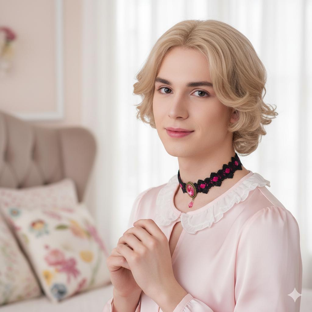 Elegant Sissy Lace Choker – Feminization Jewel Collar