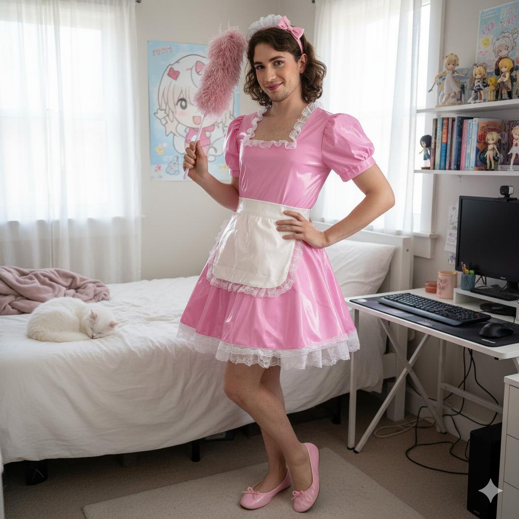 Sissy Nina Frilly Maid Dress – Pink Feminization Fantasy Outfit