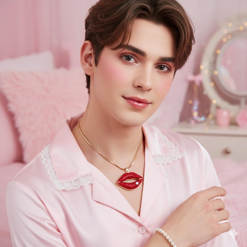 Dainty Feminine Pendant Necklace for Sissies - 76cm Chain