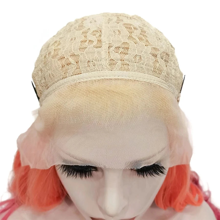 Sassy Flame: Ombre Orange Red Long Lace Front Wig for Feminine Flair - Sissy Panty Shop