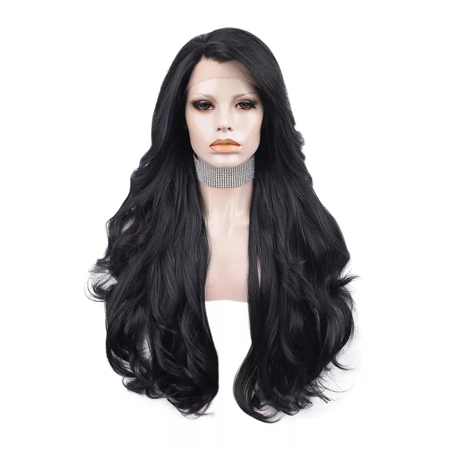 Femme Fatale Fantasy: Long Black Lace Front Wig for Sassy Sissy - Sissy Panty Shop