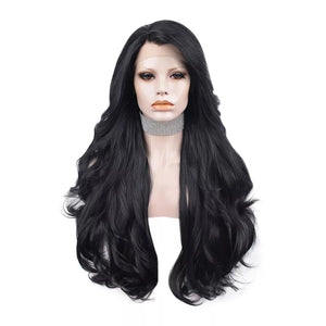 Femme Fatale Fantasy: Long Black Lace Front Wig for Sassy Sissy - Sissy Panty Shop