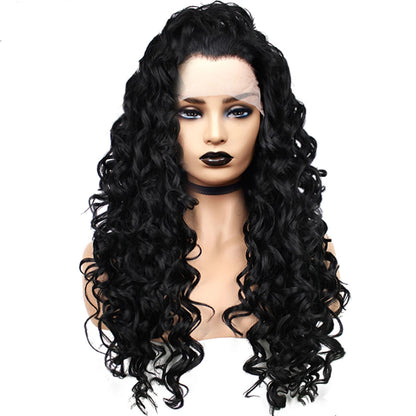 Sassy Diva Transformation: Curly Long Lace Front Wig for Feminine Flair (Black or Blonde) - Sissy Panty Shop