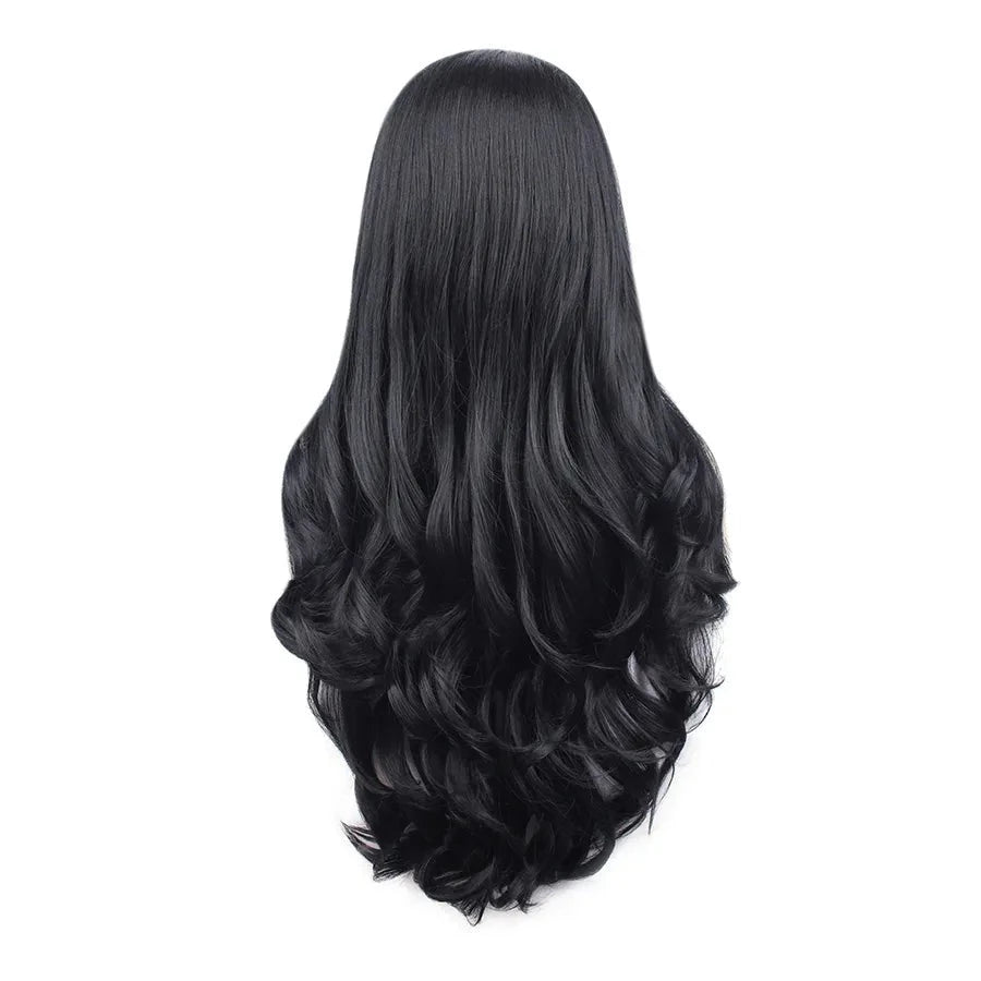 Femme Fatale Fantasy: Long Black Lace Front Wig for Sassy Sissy - Sissy Panty Shop