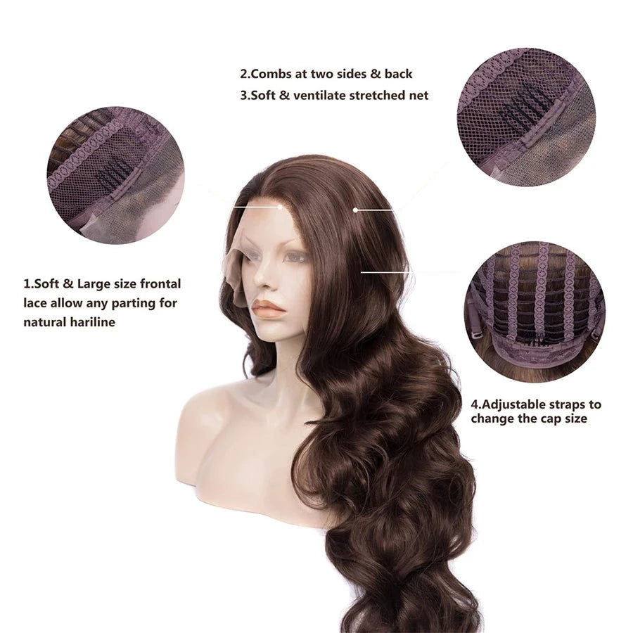 Sultry Siren Transformation: Long Wavy Brown Lace Front Wig for Feminine Elegance - Sissy Panty Shop