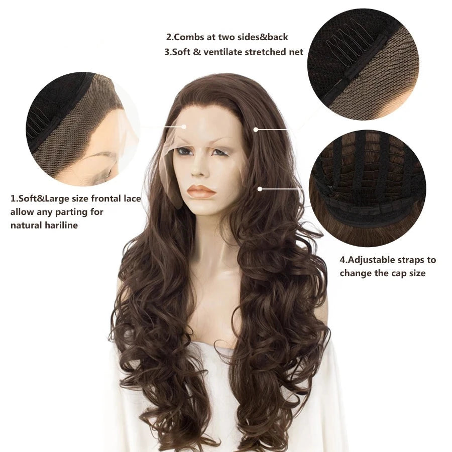Sultry Siren Transformation: Long Wavy Brown Lace Front Wig for Ultimate Feminine Allure - Sissy Panty Shop