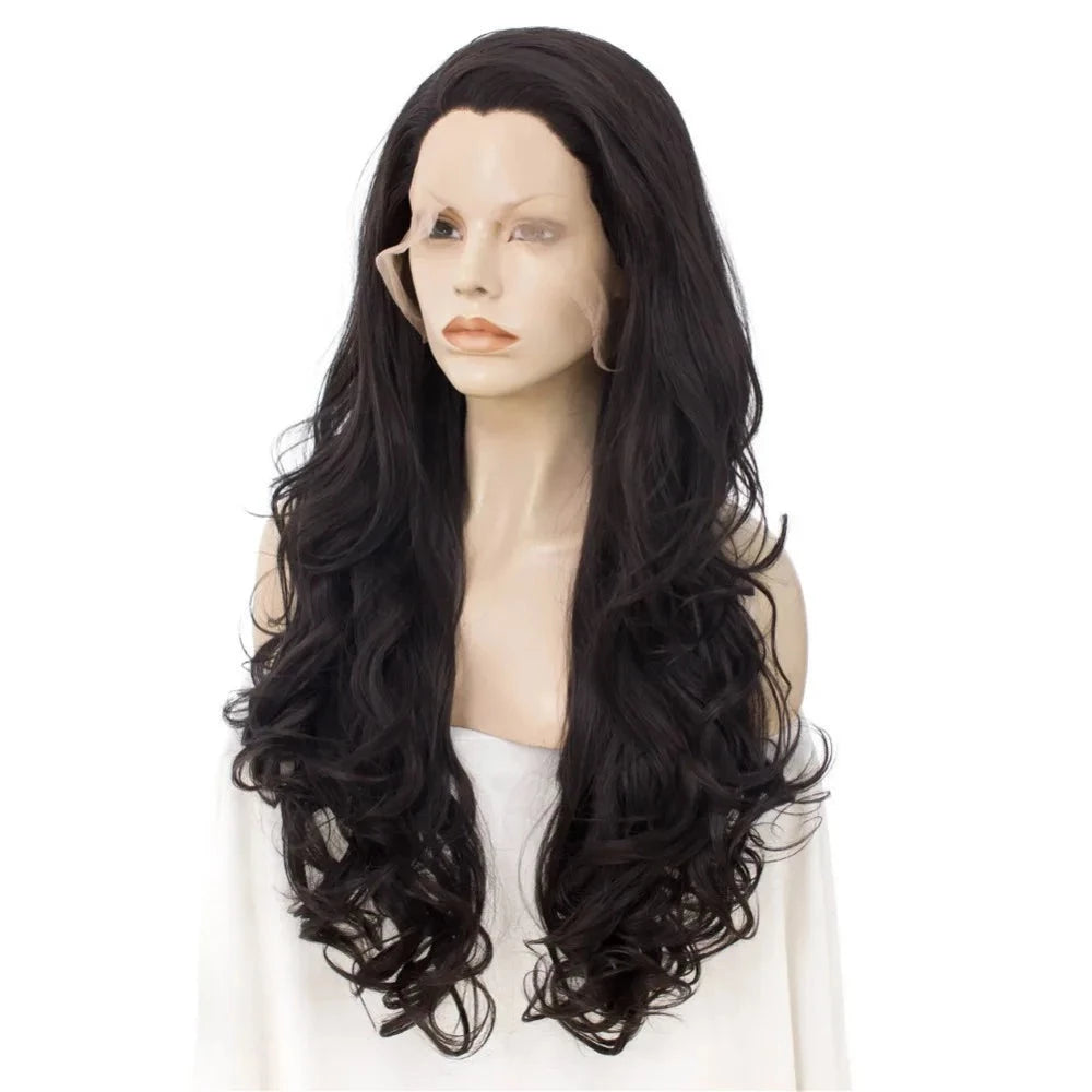 Flawlessly Feminine: Natural Black Lace Front Wavy Wig for Men with Sass - Sissy Panty Shop