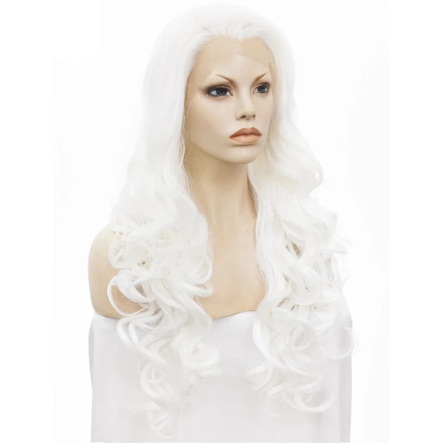 Sassy Elegance: White Long Wavy Lace Front Wig for Feminine Flair - Sissy Panty Shop