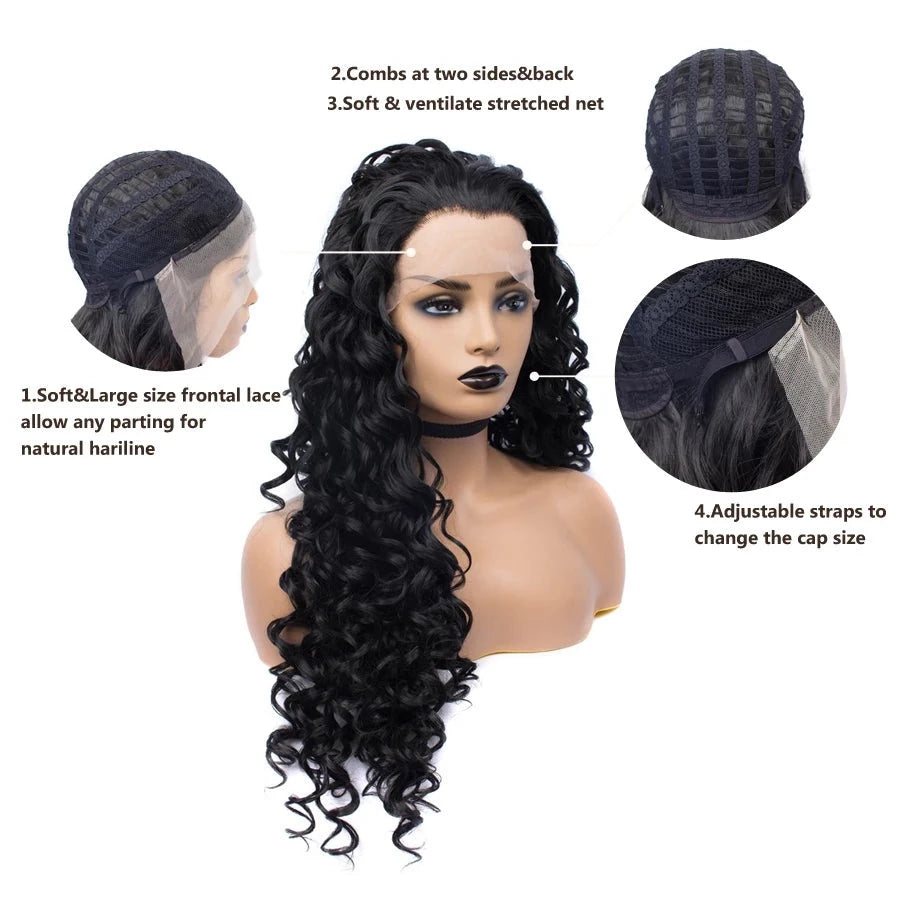 Sassy Diva Transformation: Curly Long Lace Front Wig for Feminine Flair (Black or Blonde) - Sissy Panty Shop