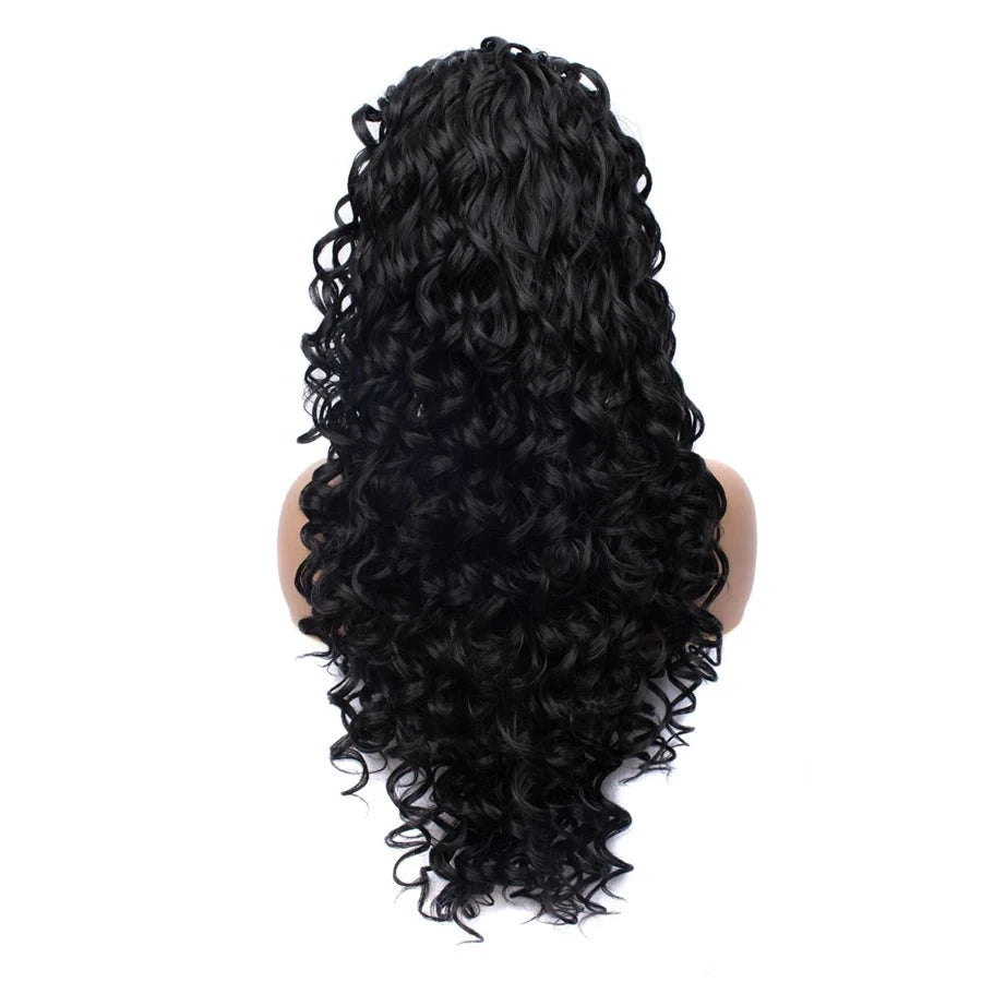 Sassy Diva Transformation: Curly Long Lace Front Wig for Feminine Flair (Black or Blonde) - Sissy Panty Shop