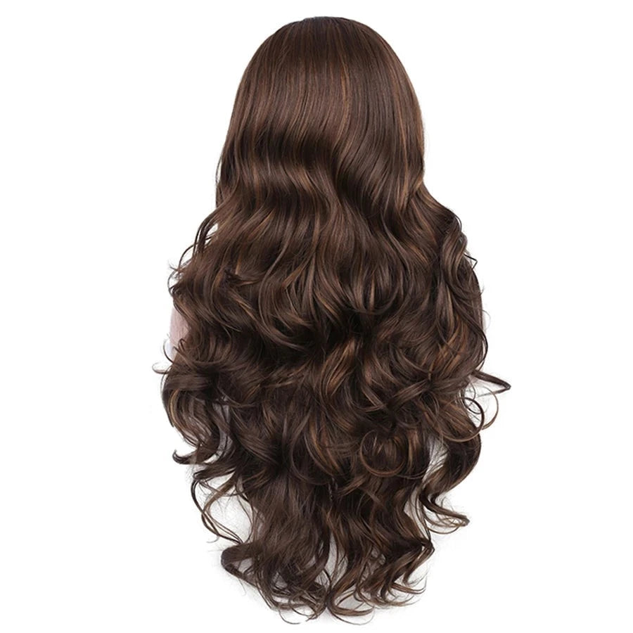 Sultry Siren Vibes: Long Wavy Lace Front Brown Wig for Feminine Elegance - Sissy Panty Shop
