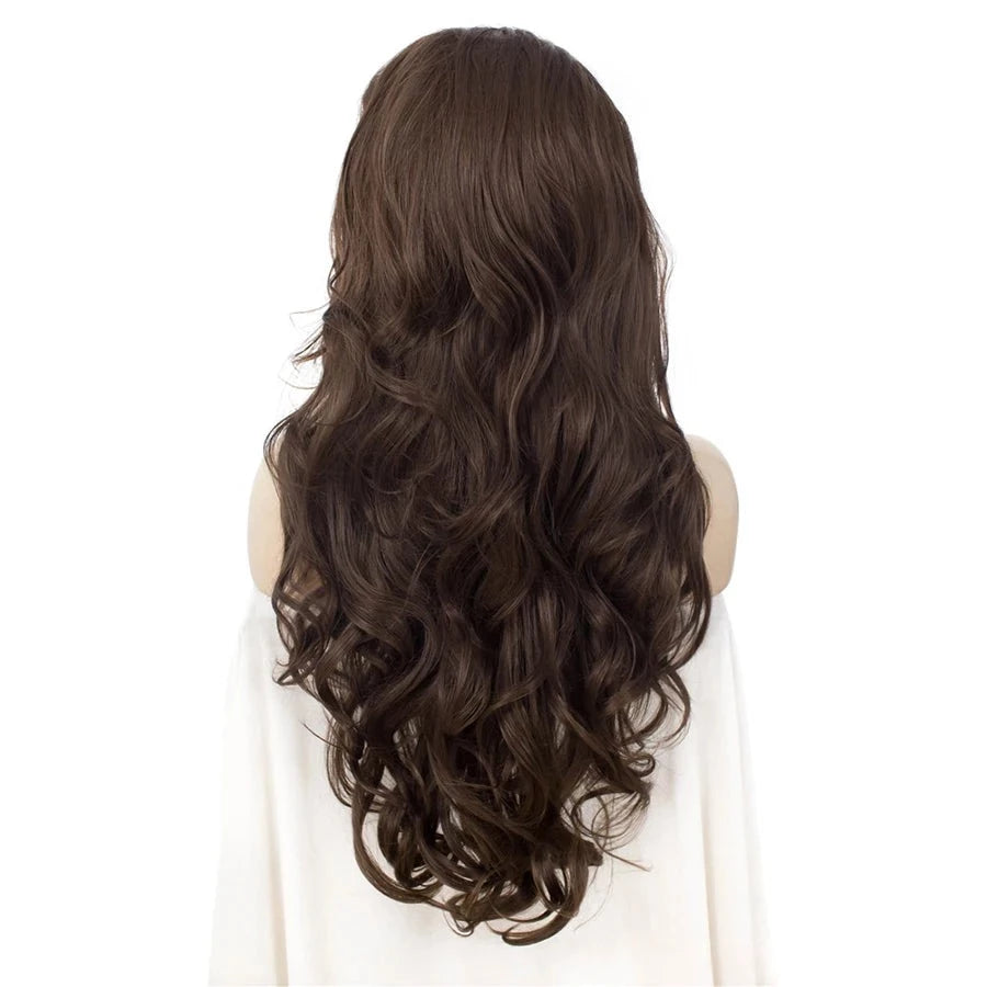 Sultry Siren Transformation: Long Wavy Brown Lace Front Wig for Ultimate Feminine Allure - Sissy Panty Shop