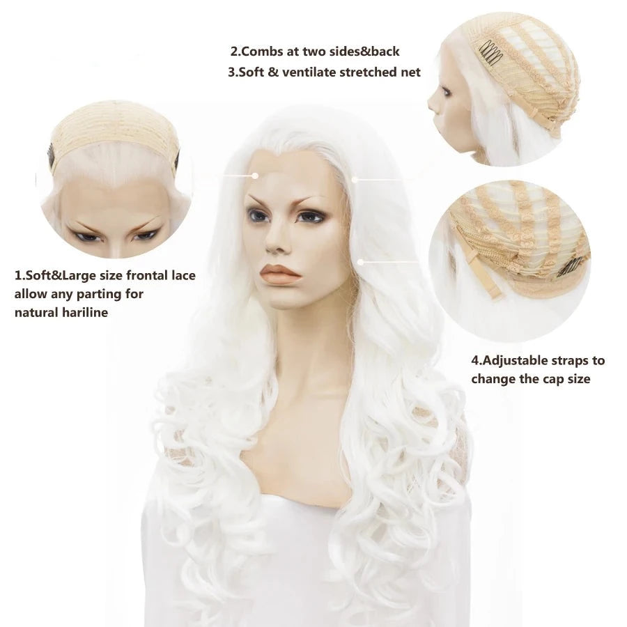 Sassy Elegance: White Long Wavy Lace Front Wig for Feminine Flair - Sissy Panty Shop