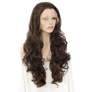 Sultry Siren Transformation: Long Wavy Brown Lace Front Wig for Ultimate Feminine Allure - Sissy Panty Shop