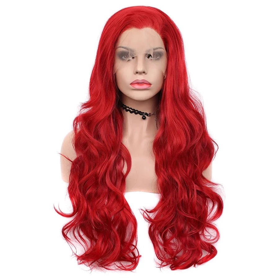 Sassy Scarlet Temptation: Red Lace Front Long Wavy Wig for Glamorous Feminization - Sissy Panty Shop