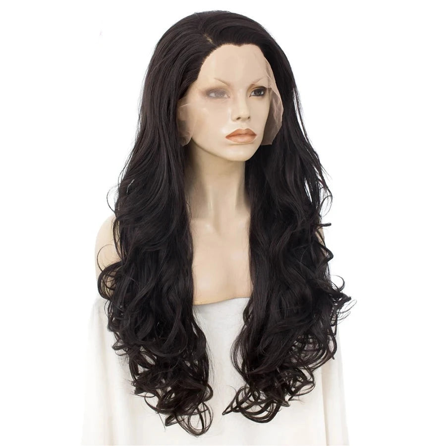 Flawlessly Feminine: Natural Black Lace Front Wavy Wig for Men with Sass - Sissy Panty Shop