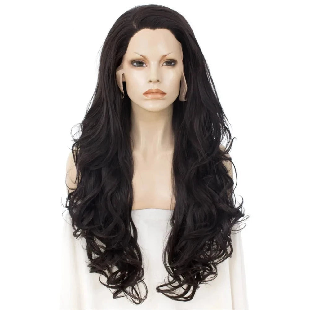 Flawlessly Feminine: Natural Black Lace Front Wavy Wig for Men with Sass - Sissy Panty Shop