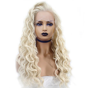 Sassy Diva Transformation: Curly Long Lace Front Wig for Feminine Flair (Black or Blonde) - Sissy Panty Shop
