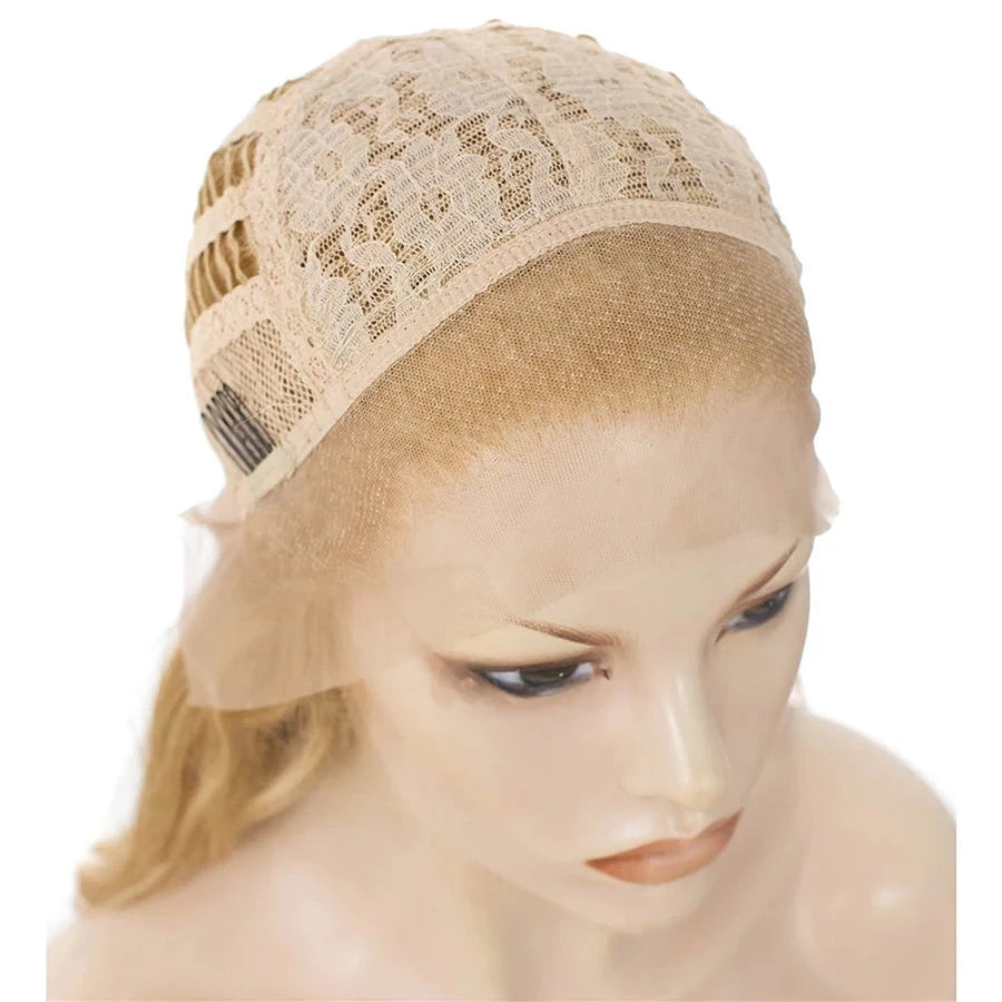 Golden Locks Delight: Curly Blonde Long Lace Front Wig for Sassy Feminine Vibes - Sissy Panty Shop