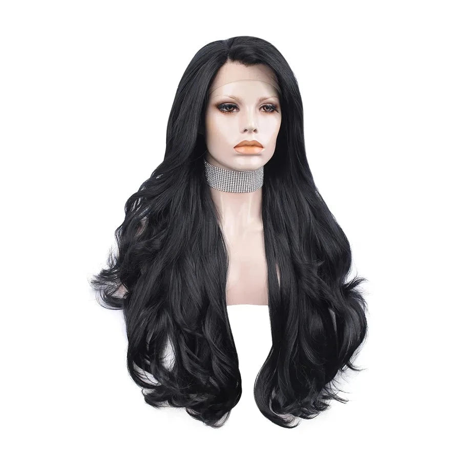 Femme Fatale Fantasy: Long Black Lace Front Wig for Sassy Sissy - Sissy Panty Shop