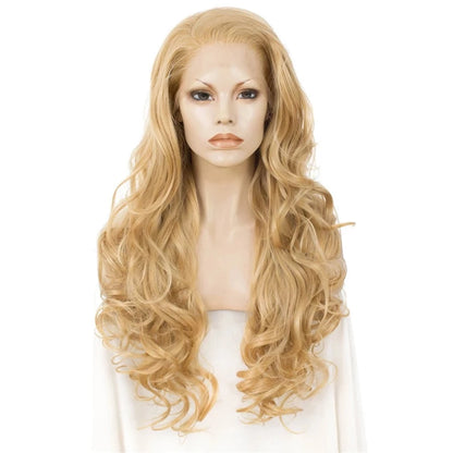 Golden Locks Delight: Curly Blonde Long Lace Front Wig for Sassy Feminine Vibes - Sissy Panty Shop