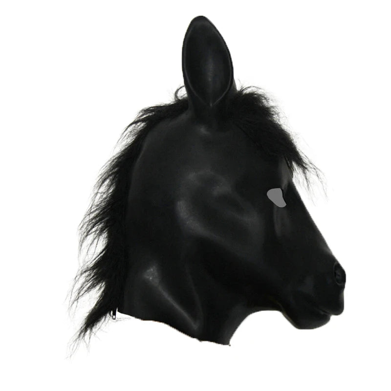 Latex Horse Hood Mask