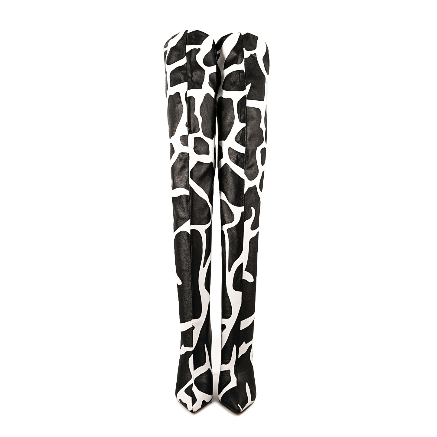 Cow Print Over The Knee Stiletto Boots