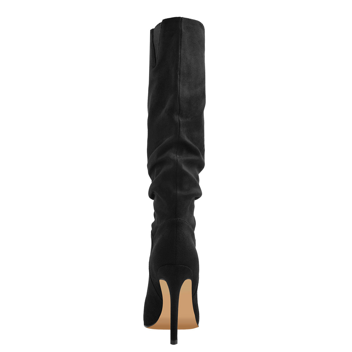 Black Pointed Toe Stiletto Suede Knee Boots