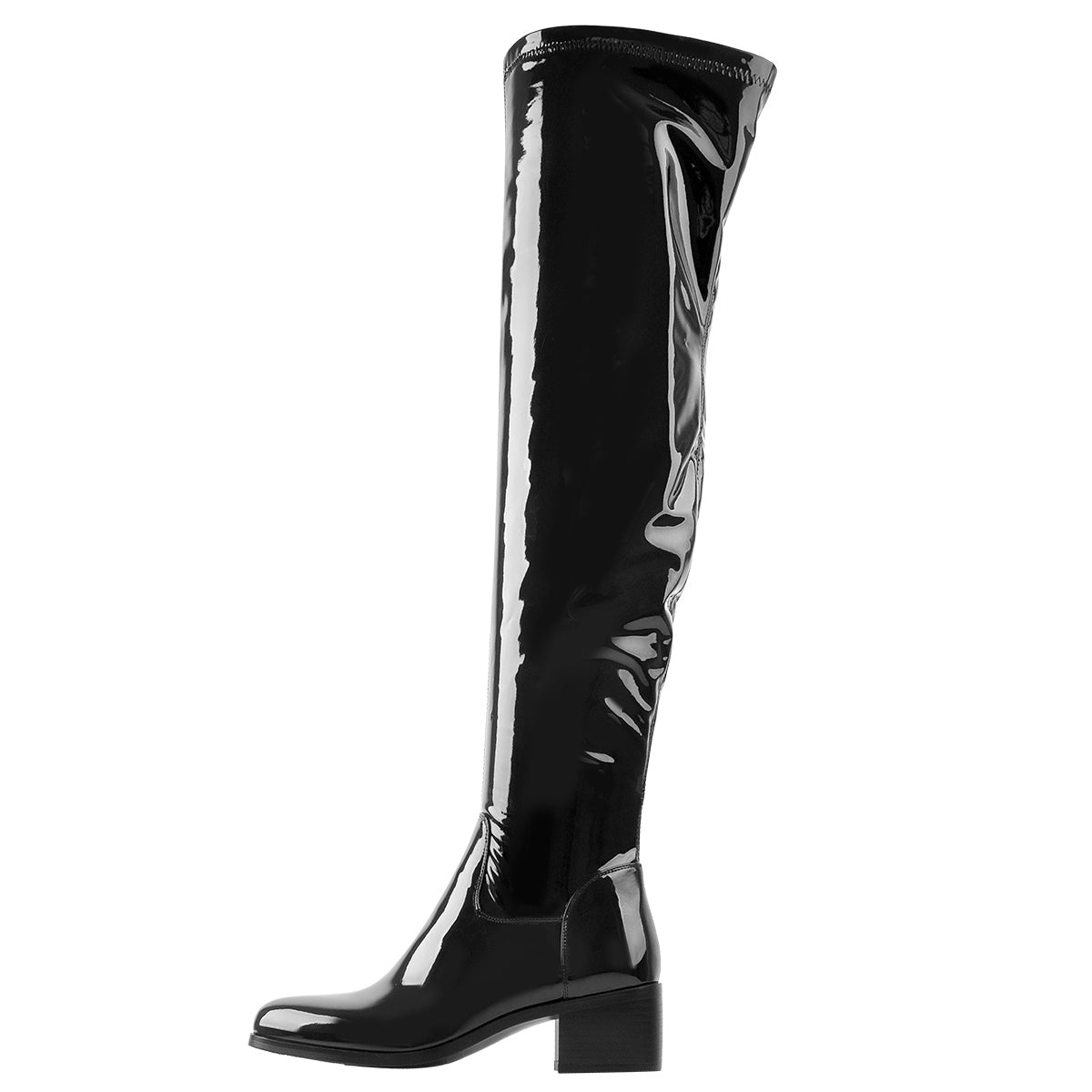 Black Patent Leather Over The Knee Boots