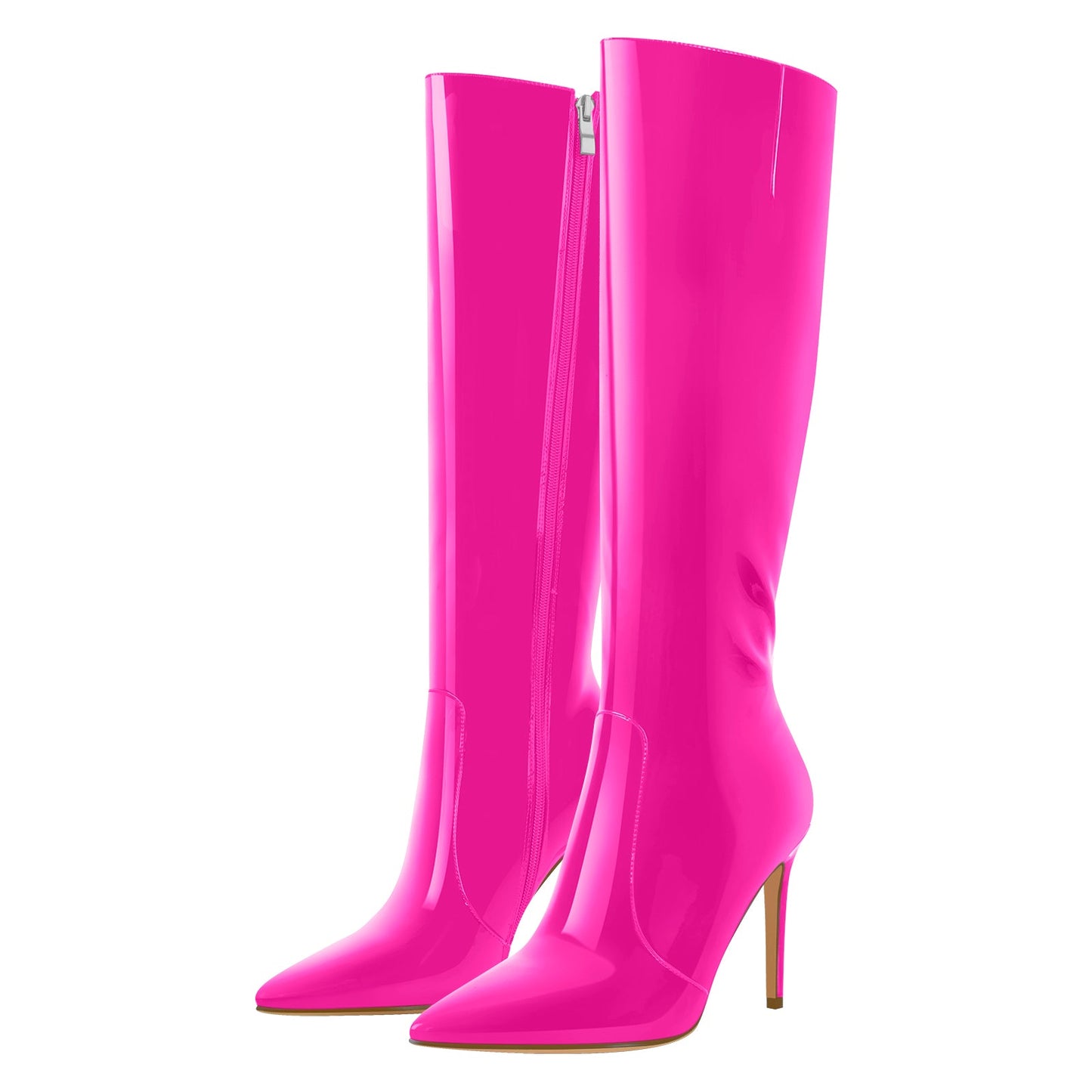 Pointed Toe Stiletto Knee High Rose Red Boots