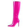 Pointed Toe Stiletto Knee High Rose Red Boots