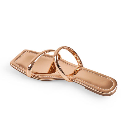 Rose Gold Band Slipper Sandals