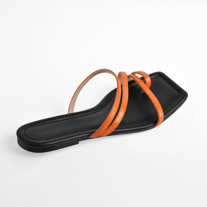 Orange Black Slipper Sandals