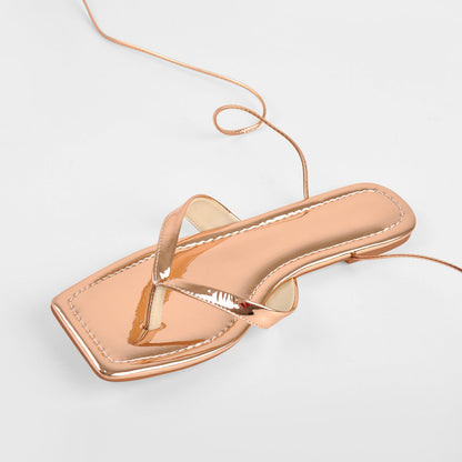 Rose Gold Flip-Flops Strap Flat Slipper