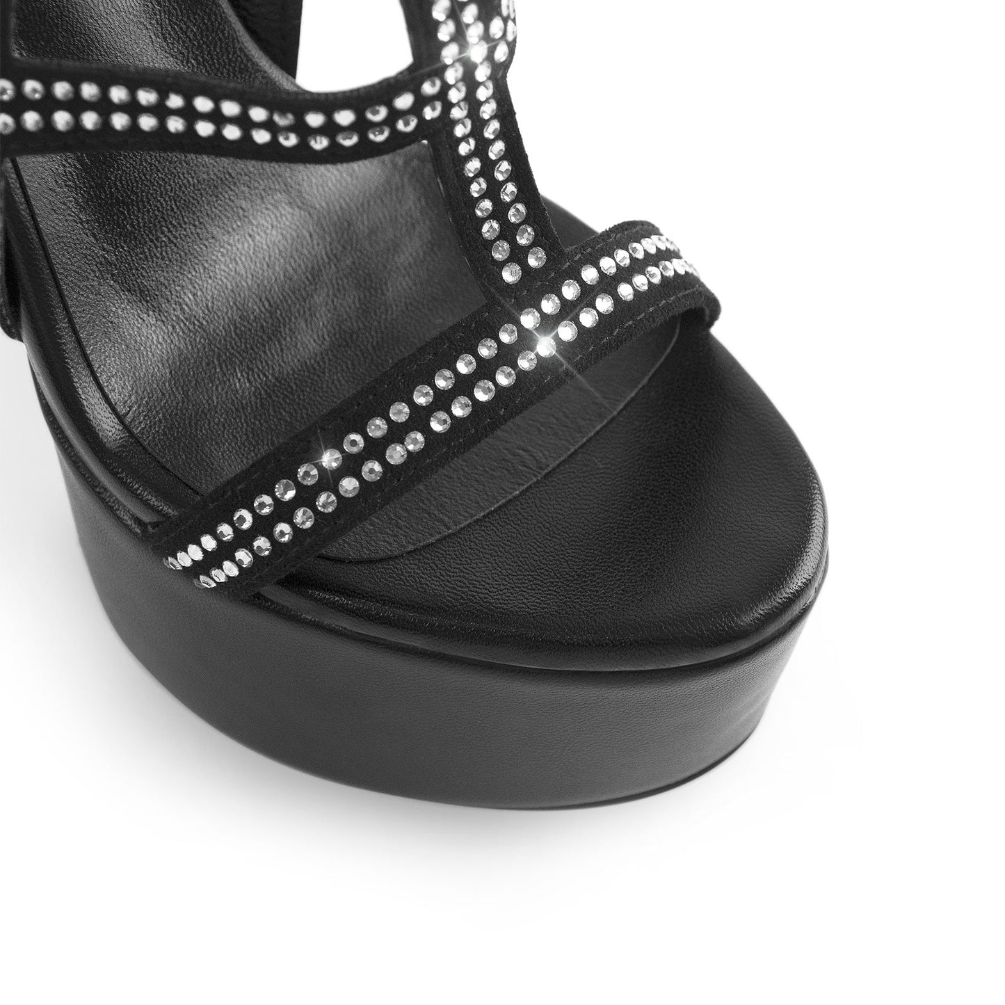 Platform Rhinestone Ankle Strap High Heel Sandals