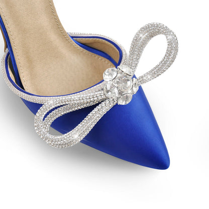 Rhinestone Bow Pointed Toe High Heel Pumps