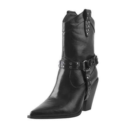 Pointed Toe Black Cowgirl Boots